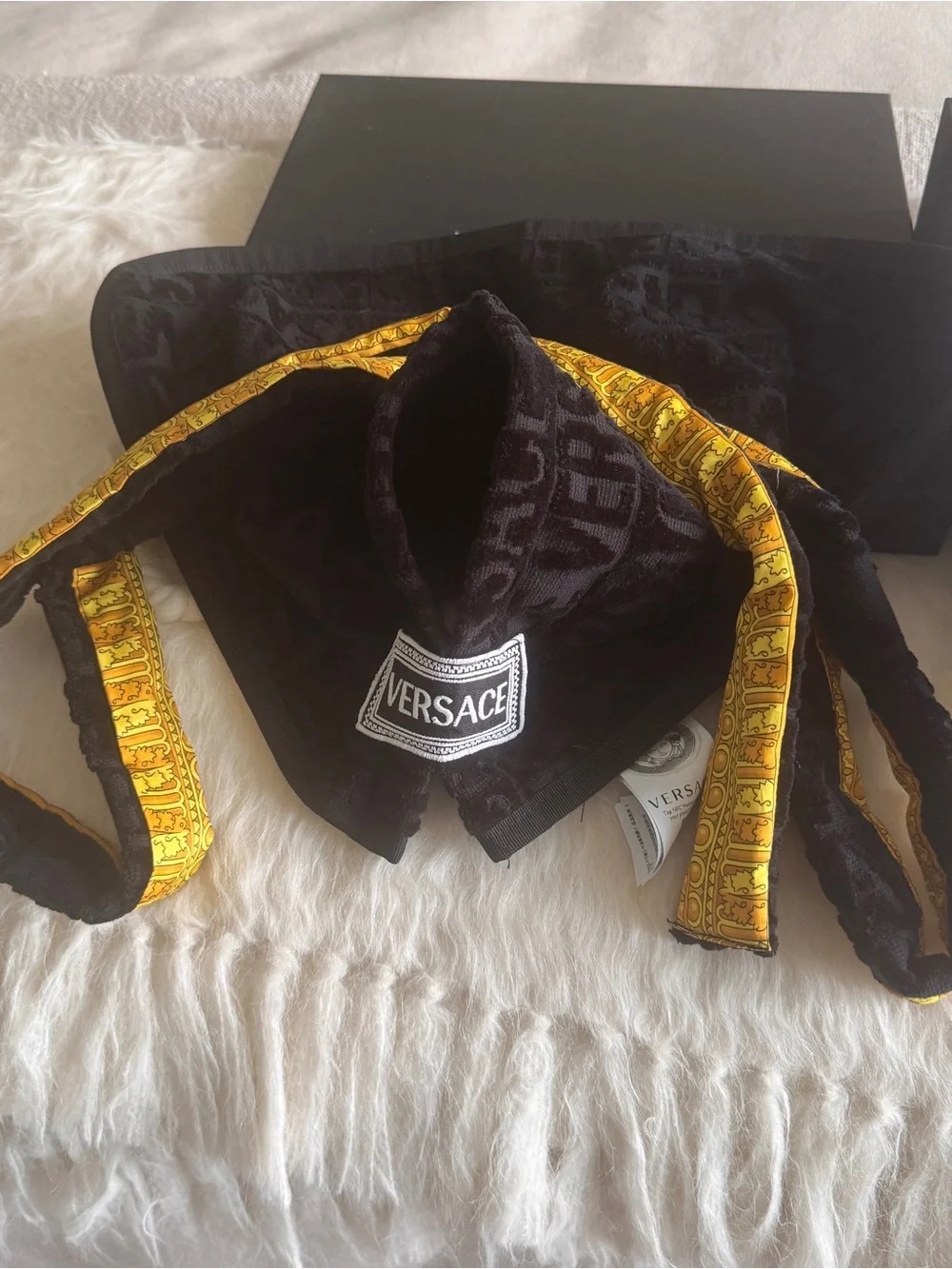 Versace Black and Yellow Velvet Dog robe/coat